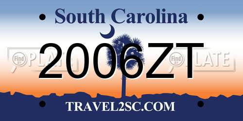 2006ZT South Carolina License Plate