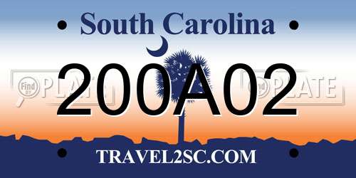 200A02 South Carolina License Plate
