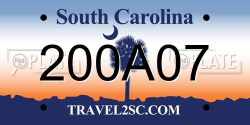 200A07 South Carolina License Plate