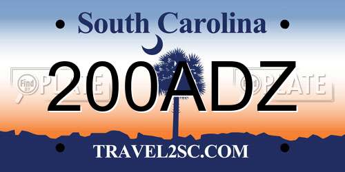 200ADZ South Carolina License Plate