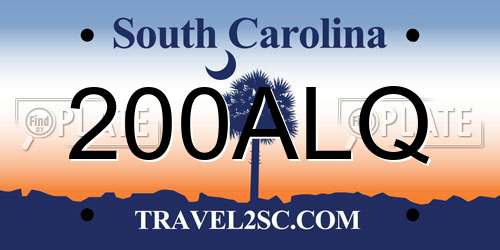 200ALQ South Carolina License Plate