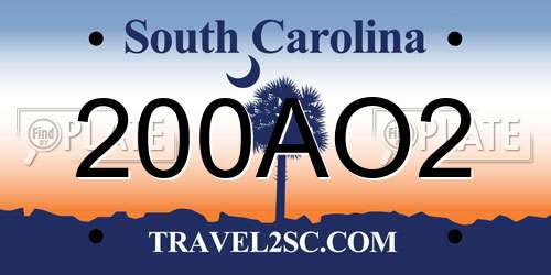 200AO2 South Carolina License Plate