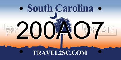 200AO7 South Carolina License Plate