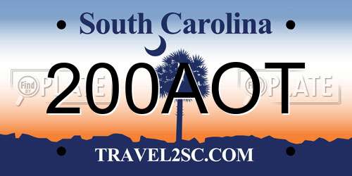 200AOT South Carolina License Plate