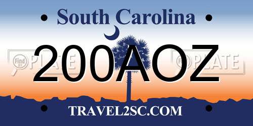 200AOZ South Carolina License Plate