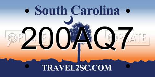 200AQ7 South Carolina License Plate