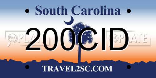 200CID South Carolina License Plate