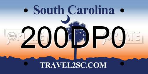 200DP0 South Carolina License Plate