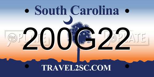 200G22 South Carolina License Plate