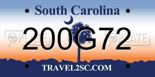 200G72 South Carolina License Plate