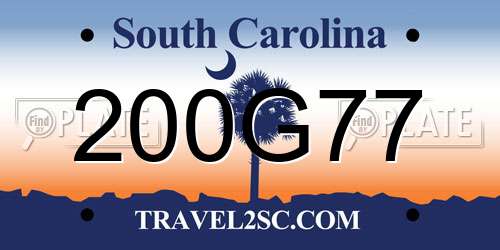 200G77 South Carolina License Plate