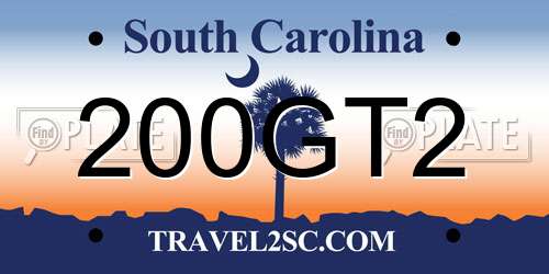 200GT2 South Carolina License Plate