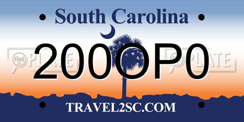 200OP0 South Carolina License Plate
