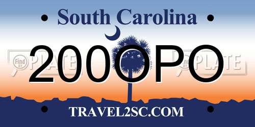 200OPO South Carolina License Plate
