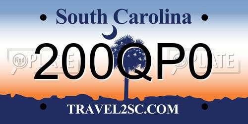 200QP0 South Carolina License Plate
