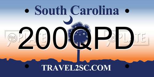 200QPD South Carolina License Plate