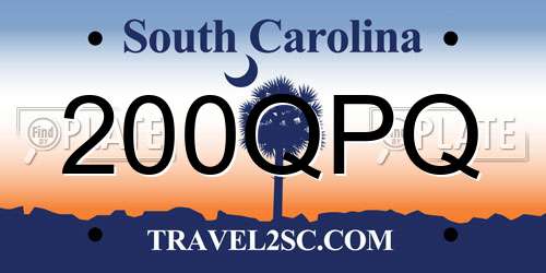 200QPQ South Carolina License Plate