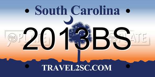2013BS South Carolina License Plate