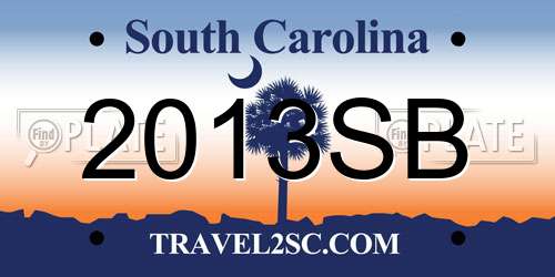 2013SB South Carolina License Plate