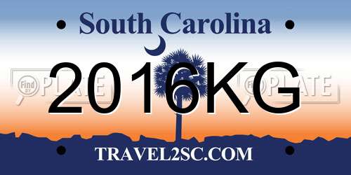 2016KG South Carolina License Plate