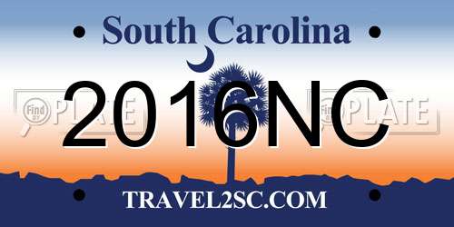 2016NC South Carolina License Plate