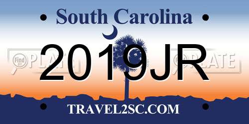 2019JR South Carolina License Plate