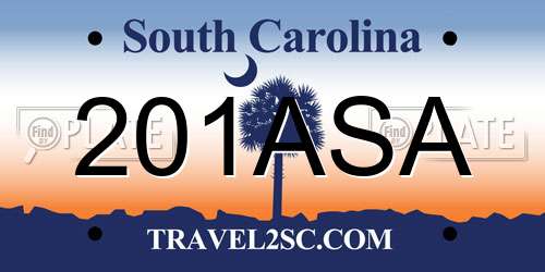 201ASA South Carolina License Plate