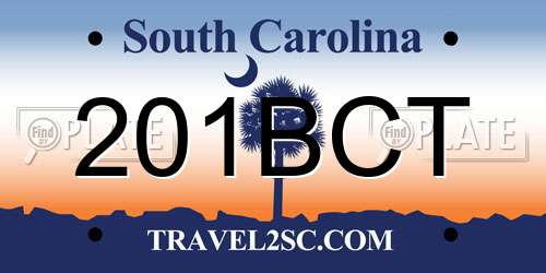 201BCT South Carolina License Plate