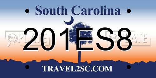 201ES8 South Carolina License Plate