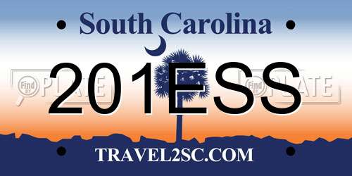 201ESS South Carolina License Plate