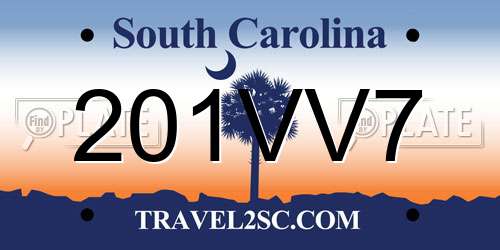 201VV7 South Carolina License Plate