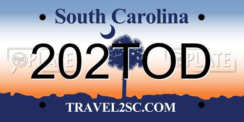 202TOD South Carolina License Plate