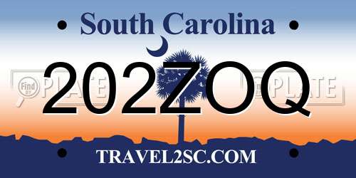 202ZOQ South Carolina License Plate