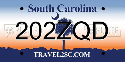 202ZQD South Carolina License Plate