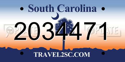 2034471 South Carolina License Plate