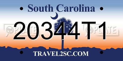20344T1 South Carolina License Plate
