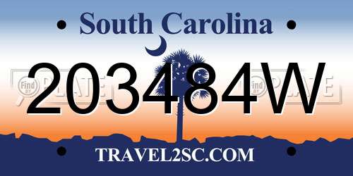 203484W South Carolina License Plate