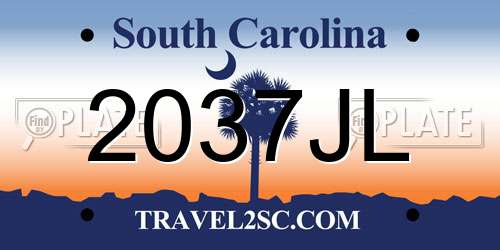 2037JL South Carolina License Plate