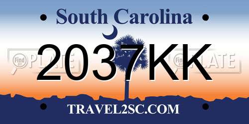 2037KK South Carolina License Plate