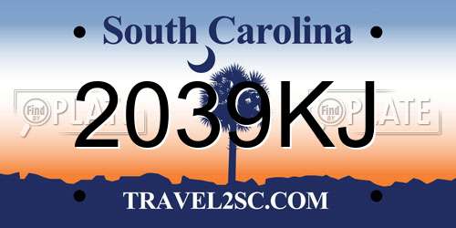 2039KJ South Carolina License Plate