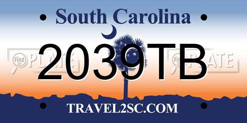 2039TB South Carolina License Plate