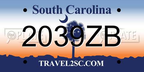 2039ZB South Carolina License Plate