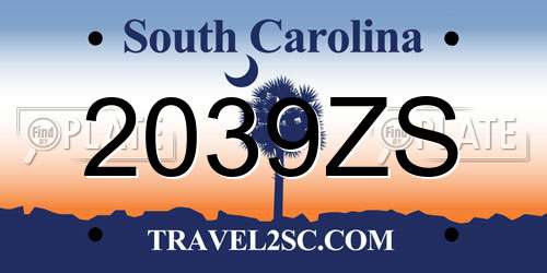 2039ZS South Carolina License Plate