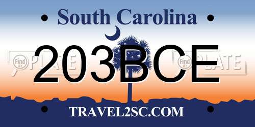 203BCE South Carolina License Plate