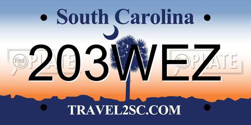 203WEZ South Carolina License Plate