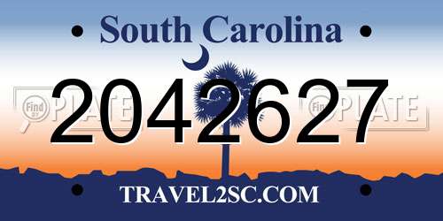 2042627 South Carolina License Plate