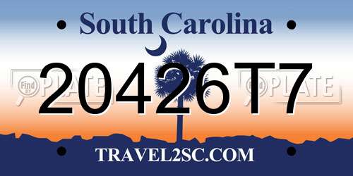 20426T7 South Carolina License Plate
