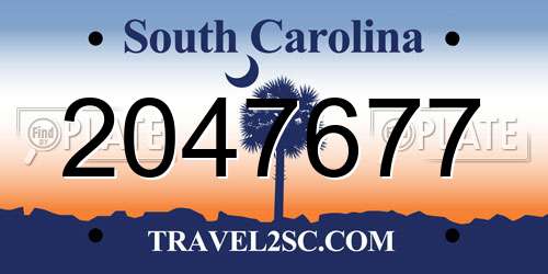 2047677 South Carolina License Plate
