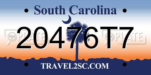 20476T7 South Carolina License Plate