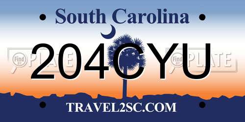 204CYU South Carolina License Plate
